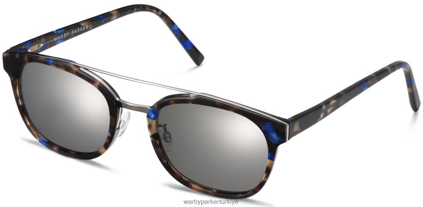 Warby Parker adil faks N8ZXX8795 cilalı gümüş ile tanzanit kaplumbağası gözlük - Image 1