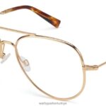 Warby Parker akıncı N8ZXX8485 cilalı altın gözlük
