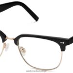 Warby Parker bard N8ZXX825 cilalı altın ile jet siyahı gözlük