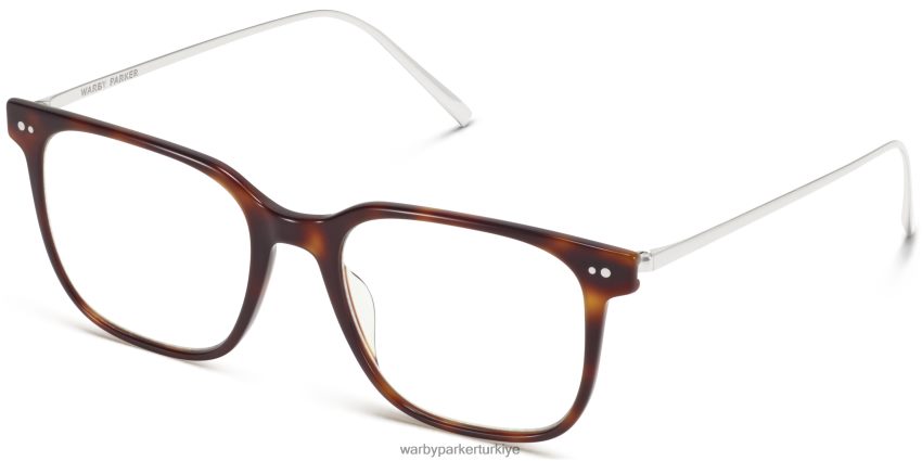 Warby Parker Caleb N8ZXX8257 cilalı gümüş ile ahşap damarlı kaplumbağa gözlük - Image 1