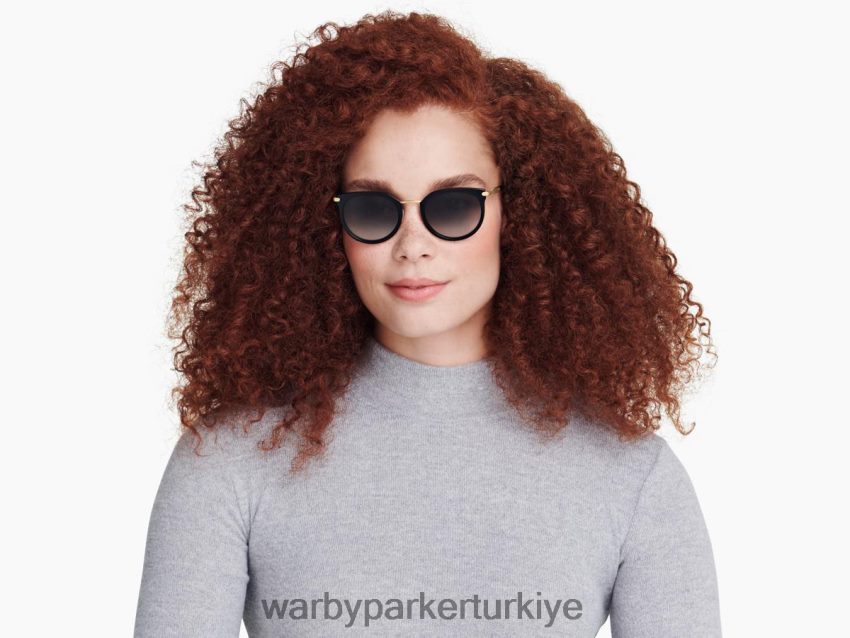 Warby Parker daha beyaz N8ZXX8792 cilalı altın ile jet siyahı gözlük - Image 2