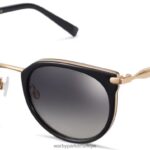 Warby Parker daha beyaz N8ZXX8792 cilalı altın ile jet siyahı gözlük
