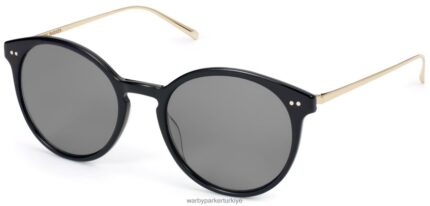 Warby Parker Langley N8ZXX8857 cilalı altın ile jet siyahı gözlük
