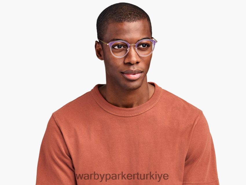 Warby Parker melekleştirmek N8ZXX8134 cilalı altın ile katmanlı erik kristali gözlük - Image 3