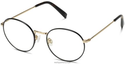 Warby Parker Simon N8ZXX8101 cilalı altın ile fırçalanmış mürekkep gözlük