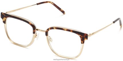 Warby Parker tiago N8ZXX893 cilalı altın ile katmanlı fındık kaplumbağası gözlük