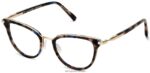 Warby Parker toula N8ZXX8584 cilalı altın ile tanzanit kaplumbağası gözlük