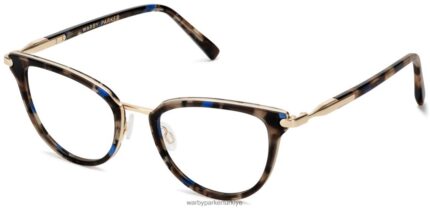 Warby Parker toula N8ZXX8584 cilalı altın ile tanzanit kaplumbağası gözlük