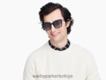 Warby Parker vela N8ZXX8858 cilalı altın ile jet siyahı gözlük - Image 3